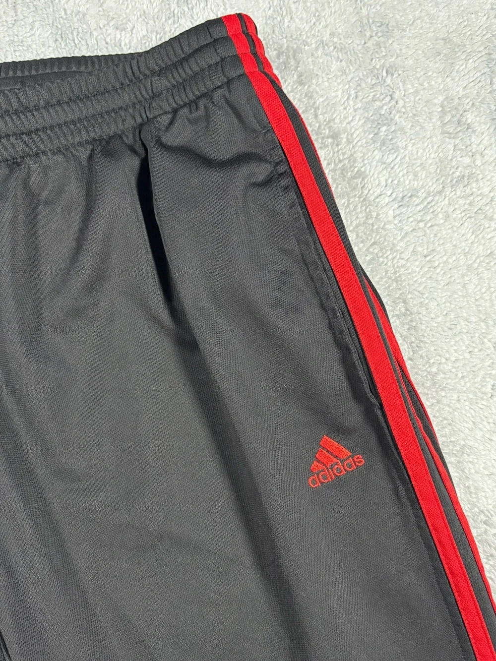 adidas Black Track Pants with Red Stripes